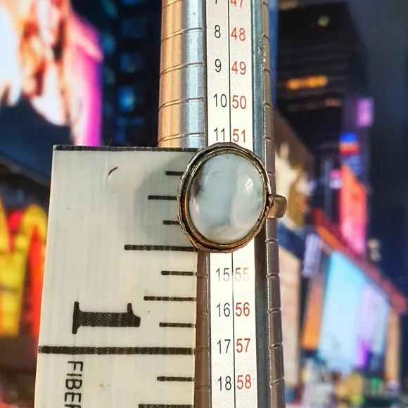 Larimar Gemstone Sterling Silver Plated Ring Size 6 - Picture 7 of 9